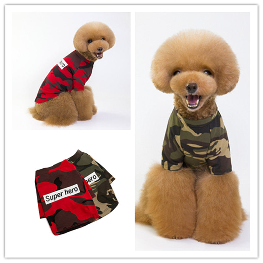 JMT-569290 Camouflage Raglan T-Shirt for Pets - Soft Cotton Blend Fabric, Ideal for Spring and Summer