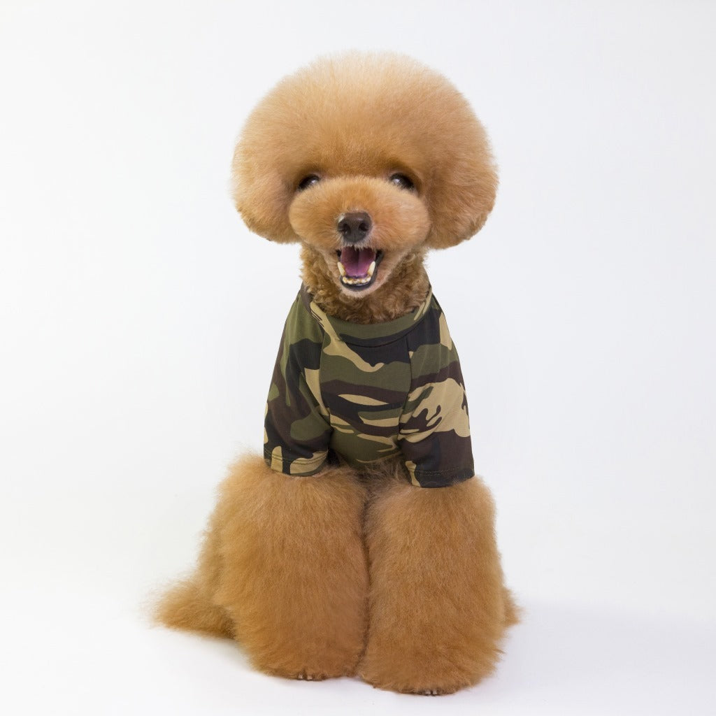 JMT-569290 Camouflage Raglan T-Shirt for Pets - Soft Cotton Blend Fabric, Ideal for Spring and Summer