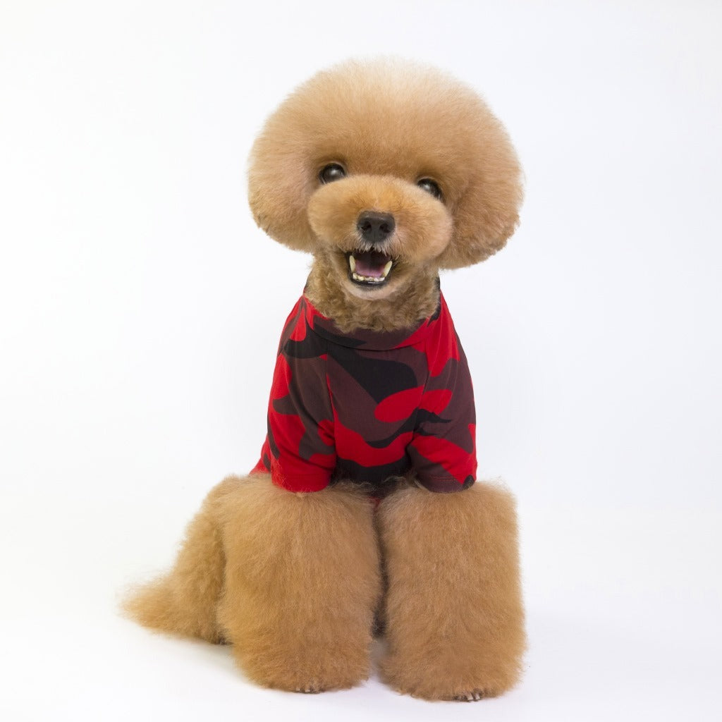 JMT-569290 Camouflage Raglan T-Shirt for Pets - Soft Cotton Blend Fabric, Ideal for Spring and Summer