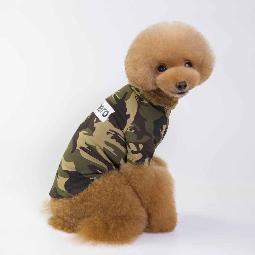 JMT-569290 Camouflage Raglan T-Shirt for Pets - Soft Cotton Blend Fabric, Ideal for Spring and Summer