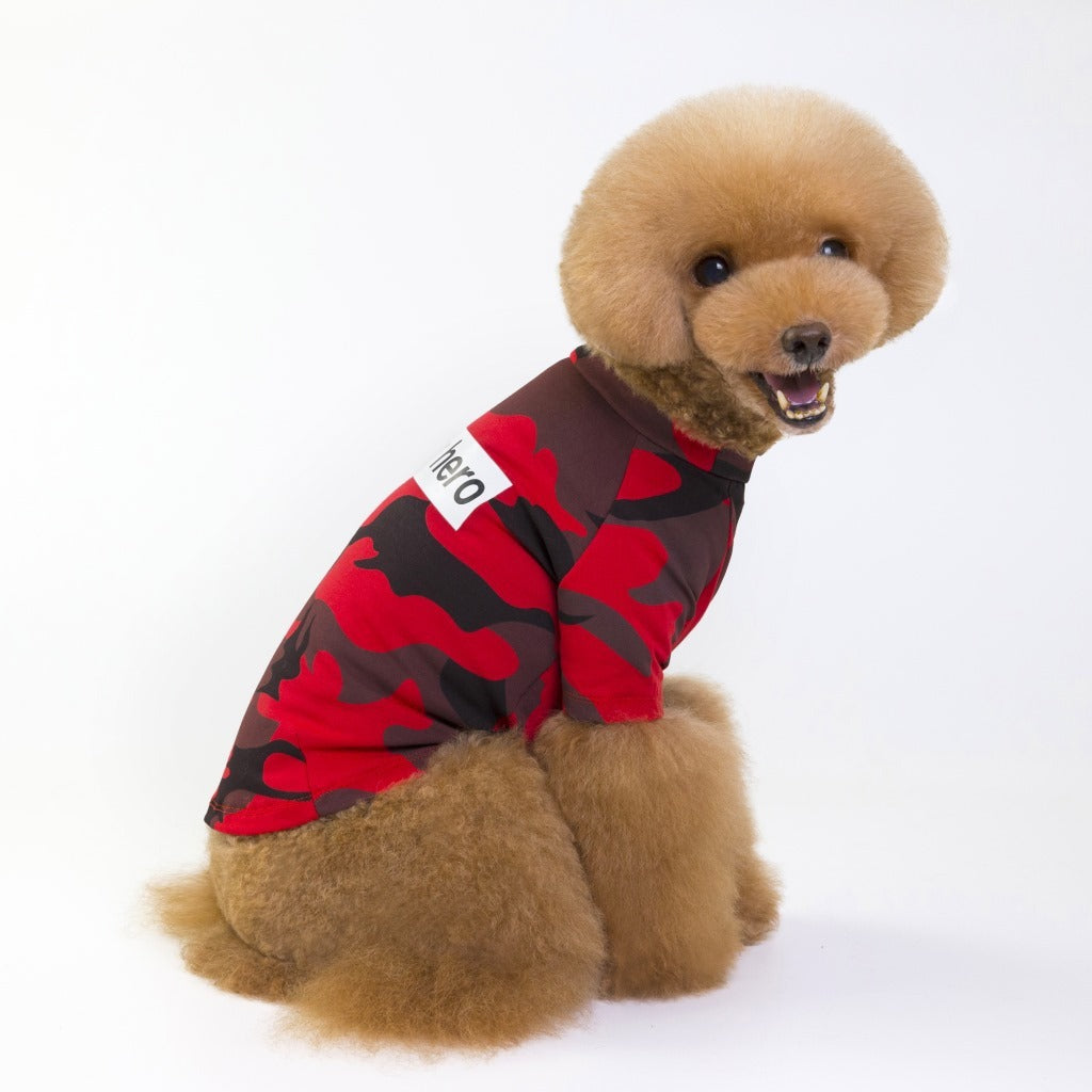 JMT-569290 Camouflage Raglan T-Shirt for Pets - Soft Cotton Blend Fabric, Ideal for Spring and Summer