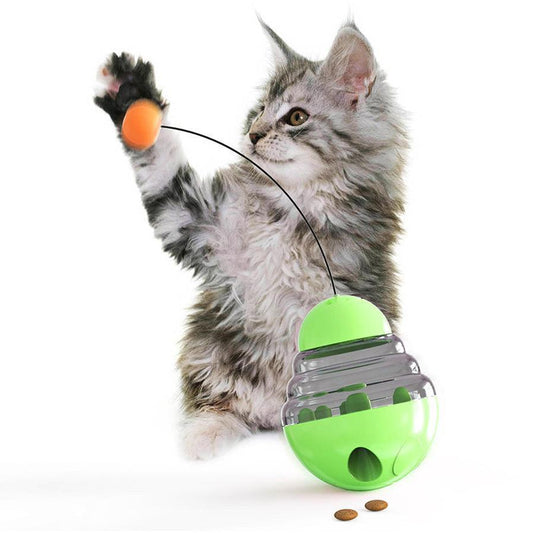 JMT-569674 Interactive Pet Food Dispensing Ball for Cats - Transparent PC with Durable PP and ABS Materials - 100x100x125 mm