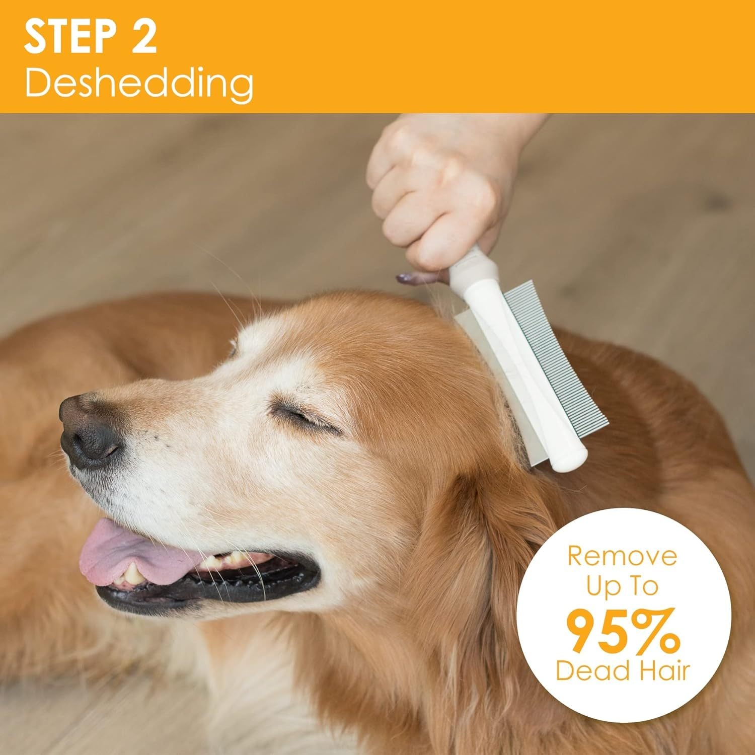 JMT-569738 2-in-1 Dog and Cat Deshedding Brush with Dual-Sided Comb for Effective Grooming of Short, Medium, or Long Hair