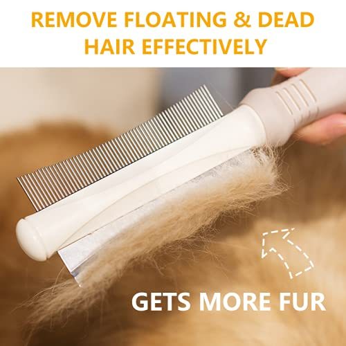 JMT-569738 2-in-1 Dog and Cat Deshedding Brush with Dual-Sided Comb for Effective Grooming of Short, Medium, or Long Hair