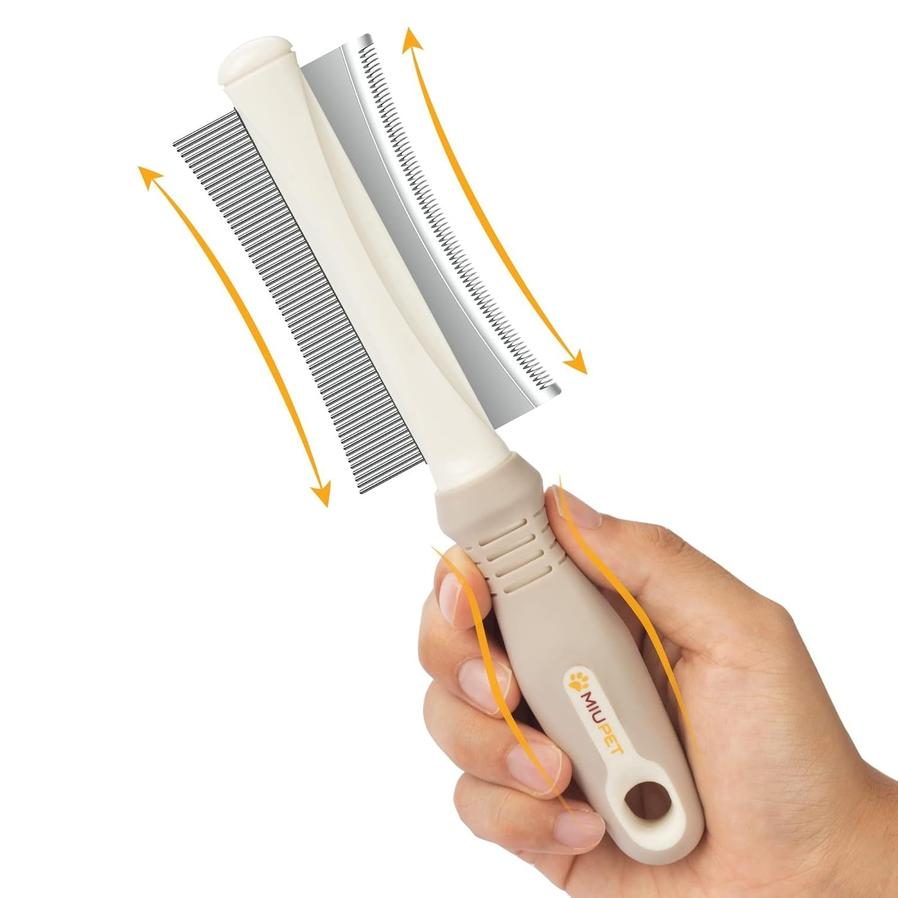 JMT-569738 2-in-1 Dog and Cat Deshedding Brush with Dual-Sided Comb for Effective Grooming of Short, Medium, or Long Hair