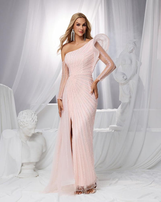 JMT-569738 Elegant Pink Evening Dress - Model SH0151 for Sophisticated Occasions
