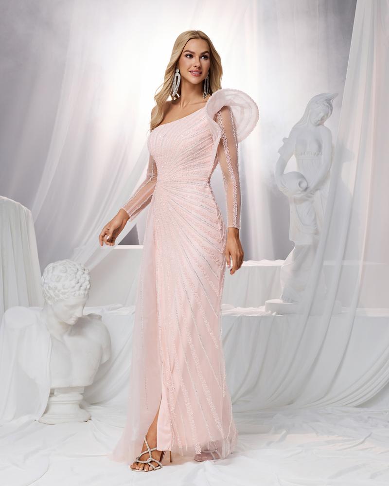 JMT-569738 Elegant Pink Evening Dress - Model SH0151 for Sophisticated Occasions