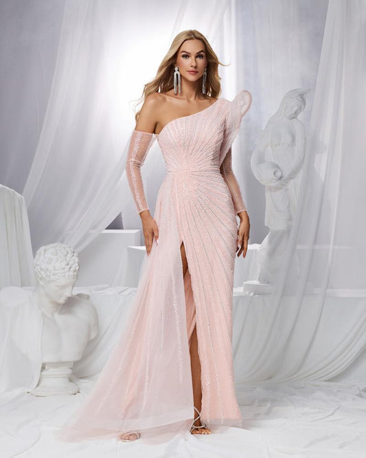JMT-569738 Elegant Pink Evening Dress - Model SH0151 for Sophisticated Occasions