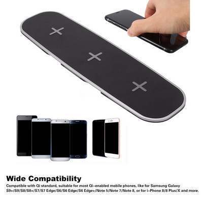 JMT-569994 Universal Qi Wireless Charging Pad - 3-in-1 Charging Base for Multiple Devices - Black or White