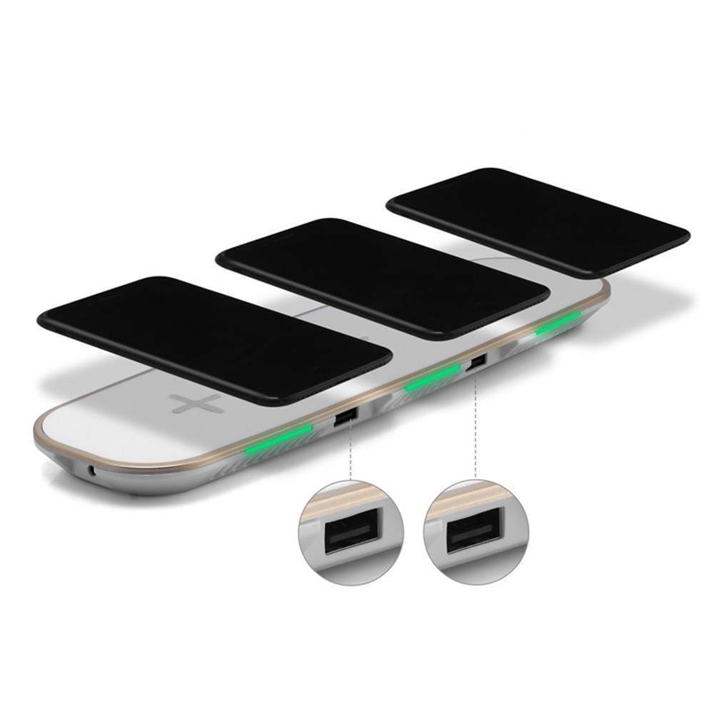 JMT-569994 Universal Qi Wireless Charging Pad - 3-in-1 Charging Base for Multiple Devices - Black or White
