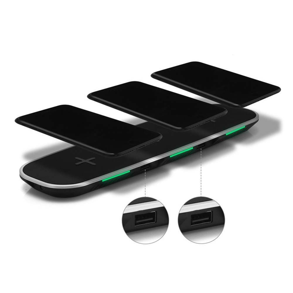 JMT-569994 Universal Qi Wireless Charging Pad - 3-in-1 Charging Base for Multiple Devices - Black or White