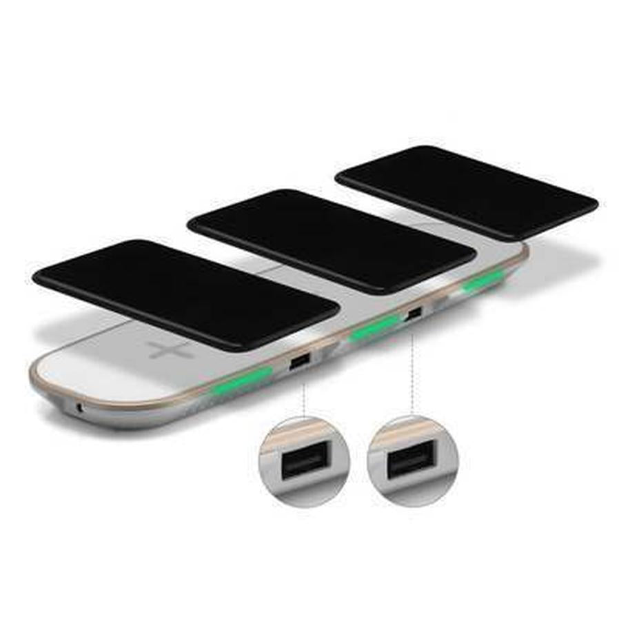 JMT-569994 Universal Qi Wireless Charging Pad - 3-in-1 Charging Base for Multiple Devices - Black or White