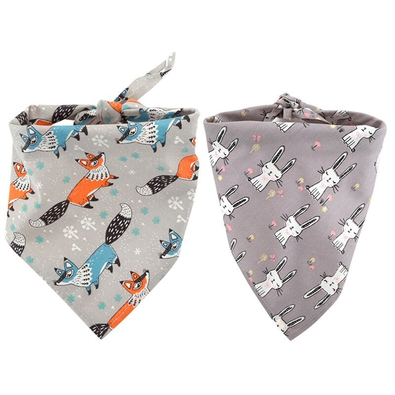 JMT-570122 Animal Print Cotton Dog Bandana - Soft Breathable Triangle Scarf for Pets - 65cm Size