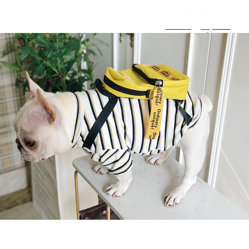 JMT-570570 Striped Dog Clothes with Adjustable Black Strap - Size M (Bust 45-53cm), Size L (Bust 54-63cm)