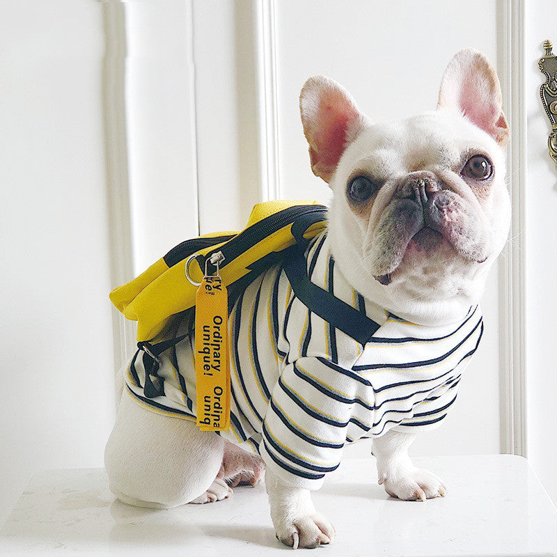 JMT-570570 Striped Dog Clothes with Adjustable Black Strap - Size M (Bust 45-53cm), Size L (Bust 54-63cm)