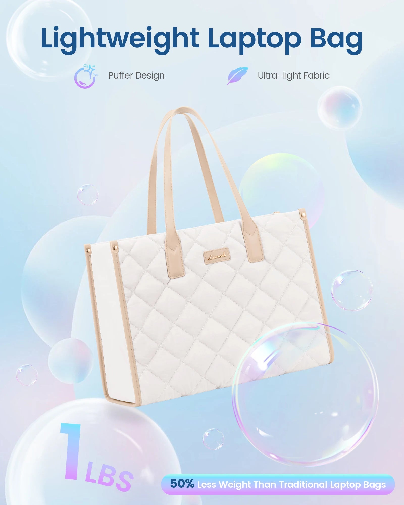 JMT-570634 Fashionable Lightweight 15.6-Inch Quilted Work Tote for Women - Stylish Travel Handbag and Laptop Bag Set
