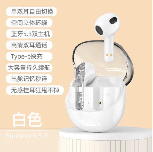 JMT-570826 Transparent Wireless Bluetooth In-Ear Headset with High Sound Quality and LED Battery Indicator