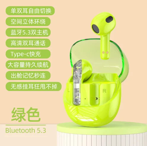 JMT-570826 Transparent Wireless Bluetooth In-Ear Headset with High Sound Quality and LED Battery Indicator