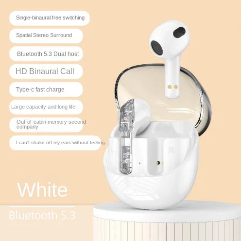 JMT-570826 Transparent Wireless Bluetooth In-Ear Headset with High Sound Quality and LED Battery Indicator
