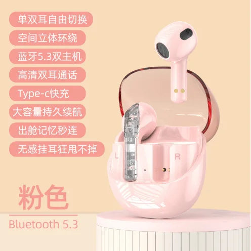 JMT-570826 Transparent Wireless Bluetooth In-Ear Headset with High Sound Quality and LED Battery Indicator