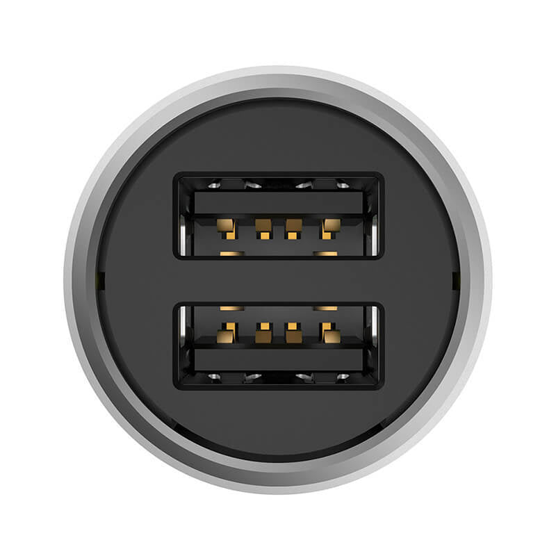 JMT-570826 Xiaomi Quick Charge Stainless Steel Car Charger with Dual USB Output