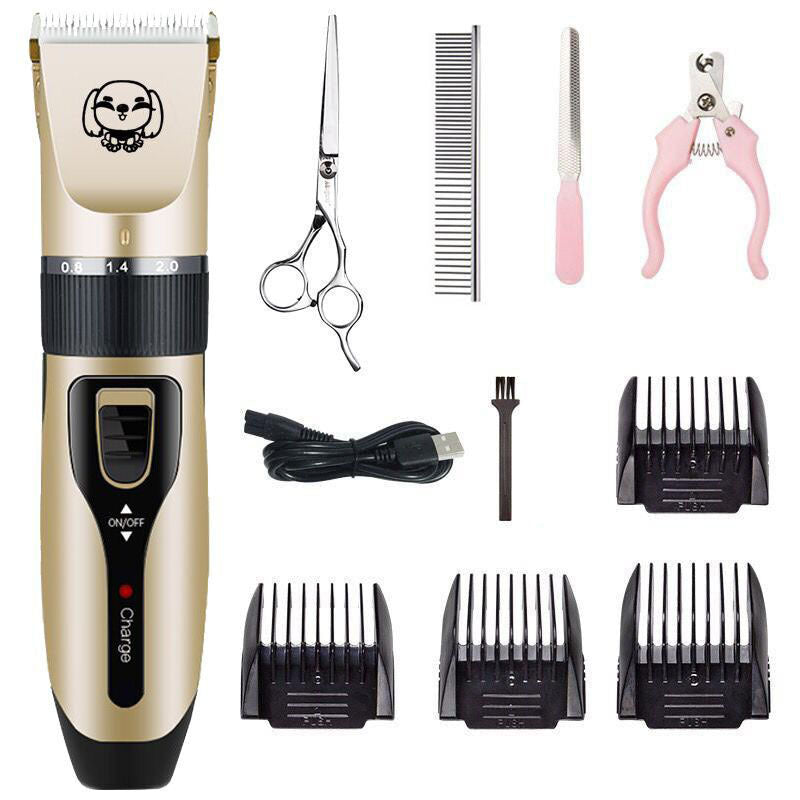 JMT-570890 Rechargeable Electric Dog Hair Clipper with Detachable Titanium Ceramic Blades and Adjustable Length Combs