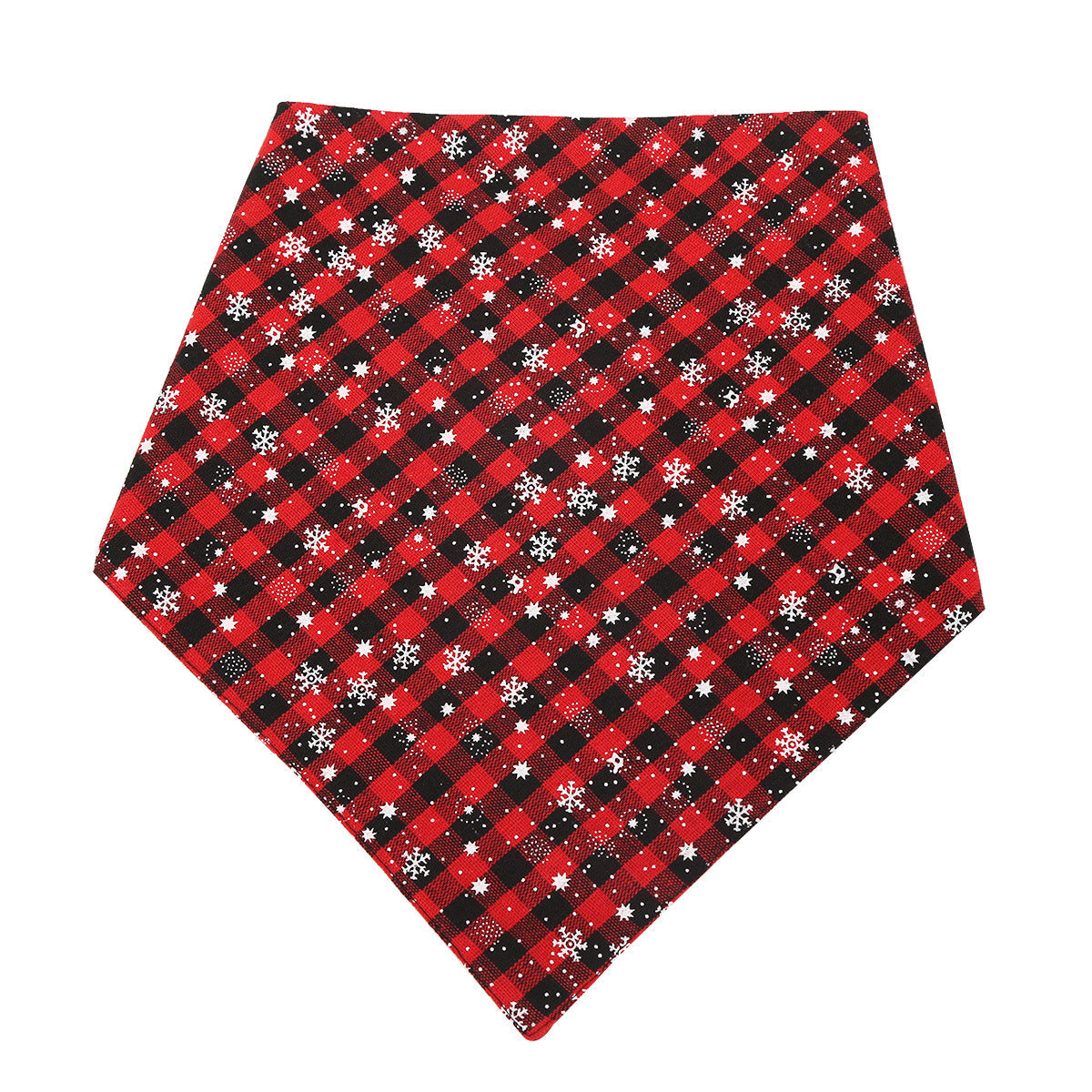 JMT-571274 Christmas Themed Triangle Dog Towel - Red & Green Snowflake Design, Cloth Material, S and L Sizes Available