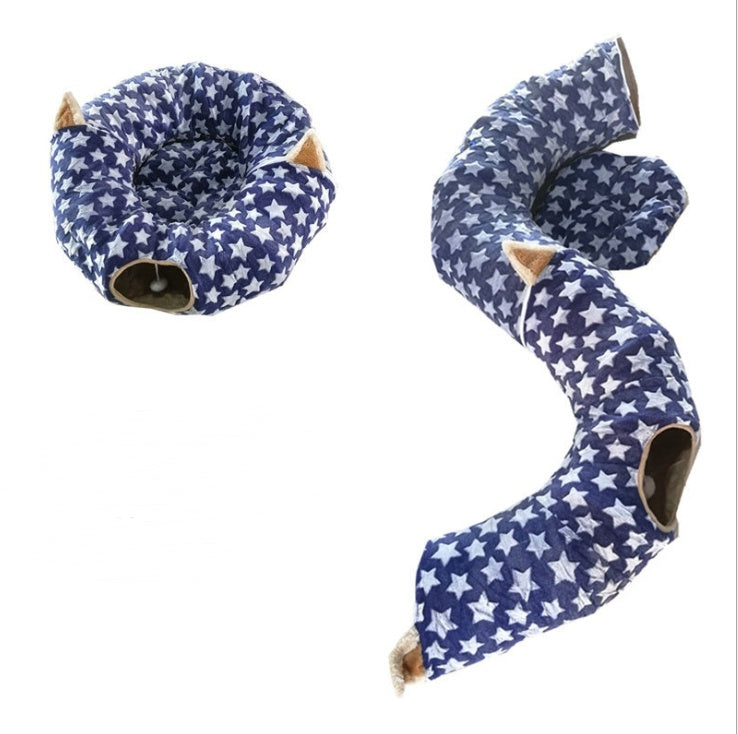 JMT-571786 Foldable Cat Tunnel for Playtime - 130cm Half Moon & 250cm Full Moon, Durable Cloth, Ideal for Cats and Small Dogs Under 20kg