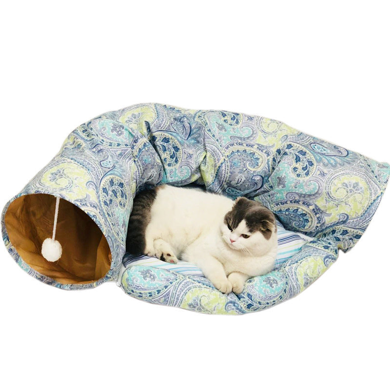 JMT-571786 Foldable Cat Tunnel for Playtime - 130cm Half Moon & 250cm Full Moon, Durable Cloth, Ideal for Cats and Small Dogs Under 20kg