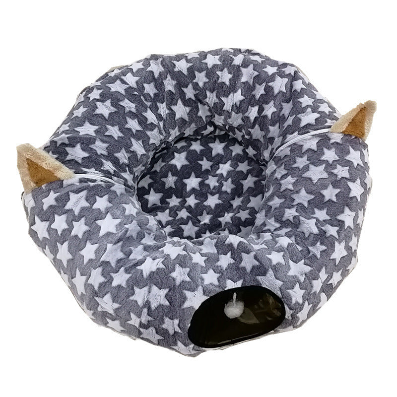 JMT-571786 Foldable Cat Tunnel for Playtime - 130cm Half Moon & 250cm Full Moon, Durable Cloth, Ideal for Cats and Small Dogs Under 20kg
