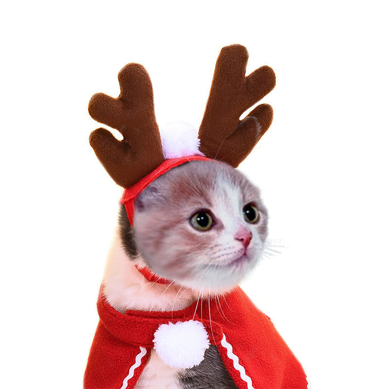 JMT-572426 Adorable Dog and Cat Christmas Cloak for Halloween Disguise - Soft Cloth Transformation Costume