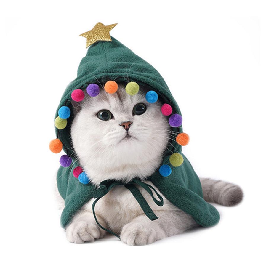 JMT-572426 Adorable Dog and Cat Christmas Cloak for Halloween Disguise - Soft Cloth Transformation Costume