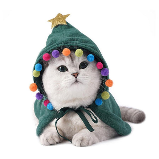 JMT-572426 Adorable Dog and Cat Christmas Cloak for Halloween Disguise - Soft Cloth Transformation Costume