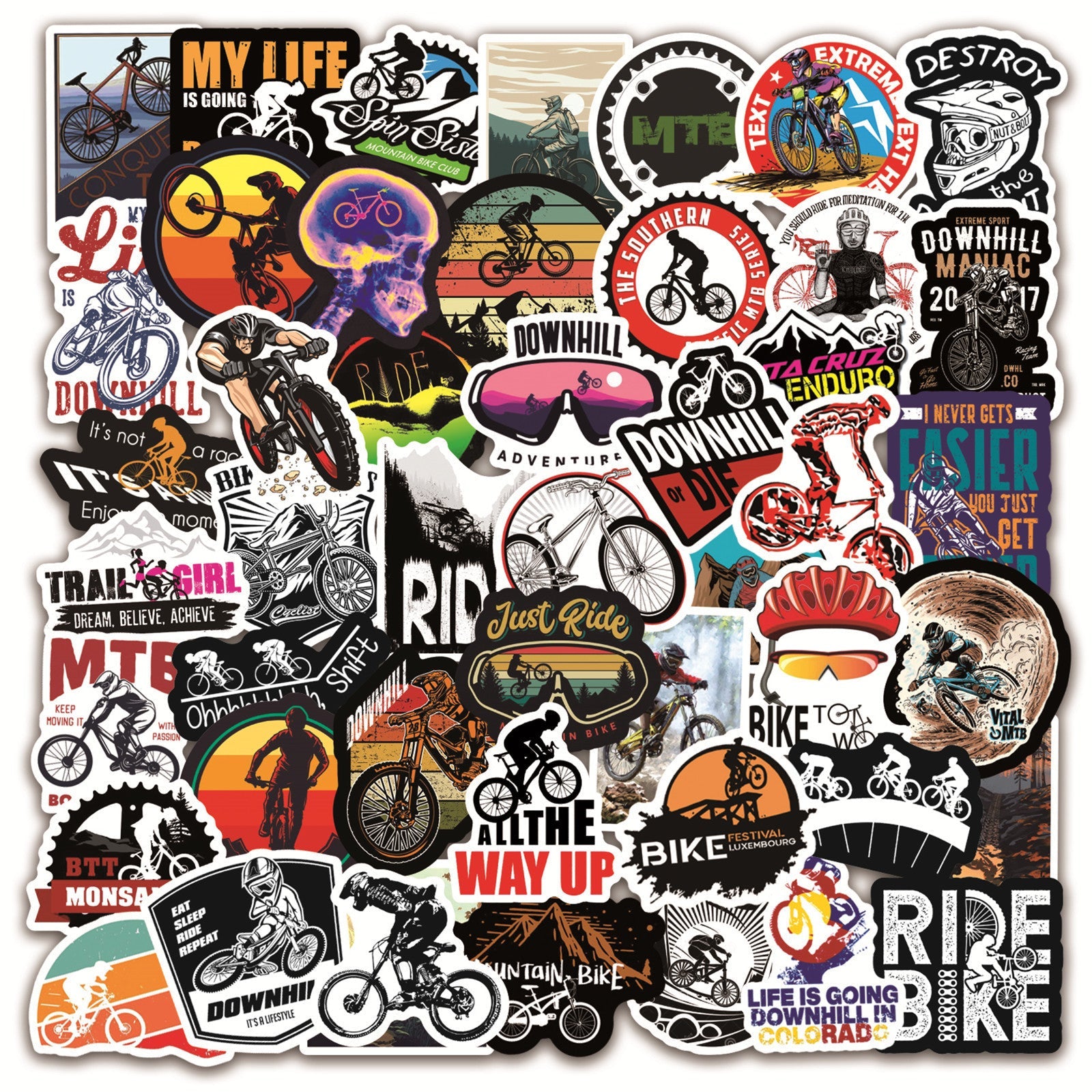 JMT-572426 Bicycle Doodle Stickers - Self-Adhesive Collection of 50 Custom Bicycle Designs