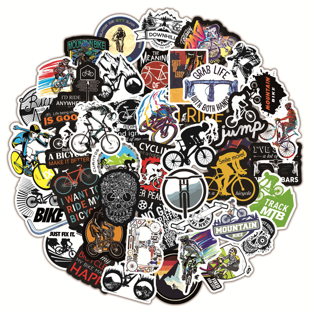 JMT-572426 Bicycle Doodle Stickers - Self-Adhesive Collection of 50 Custom Bicycle Designs