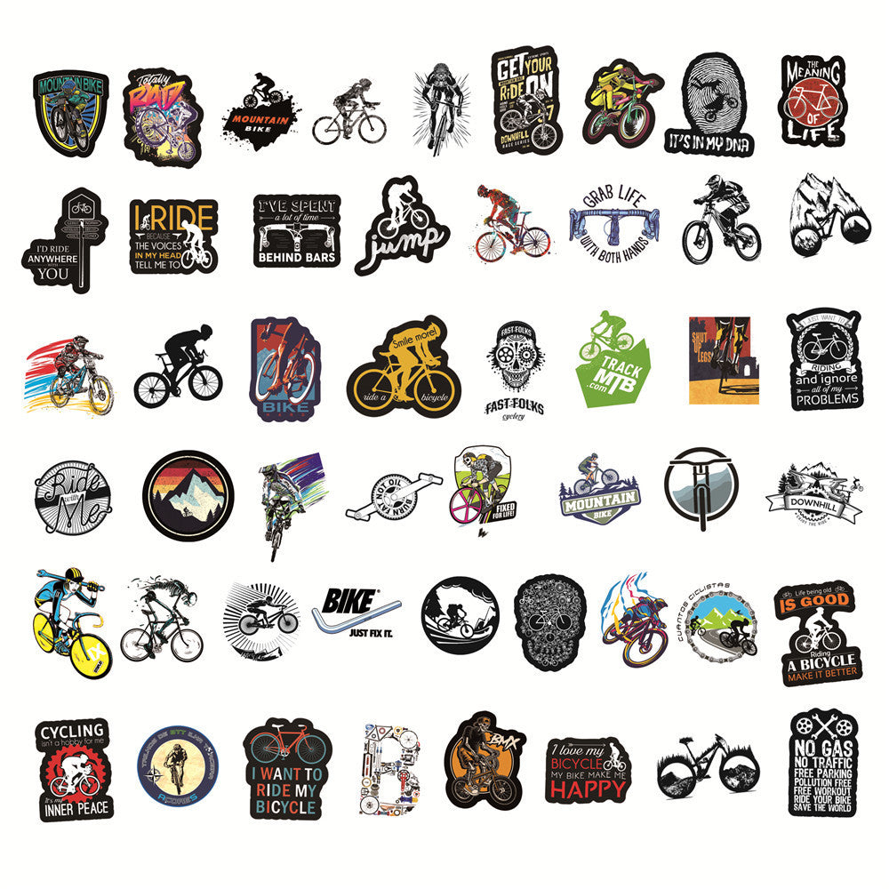 JMT-572426 Bicycle Doodle Stickers - Self-Adhesive Collection of 50 Custom Bicycle Designs