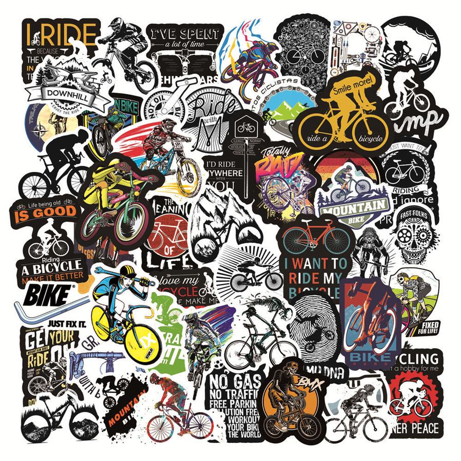 JMT-572426 Bicycle Doodle Stickers - Self-Adhesive Collection of 50 Custom Bicycle Designs