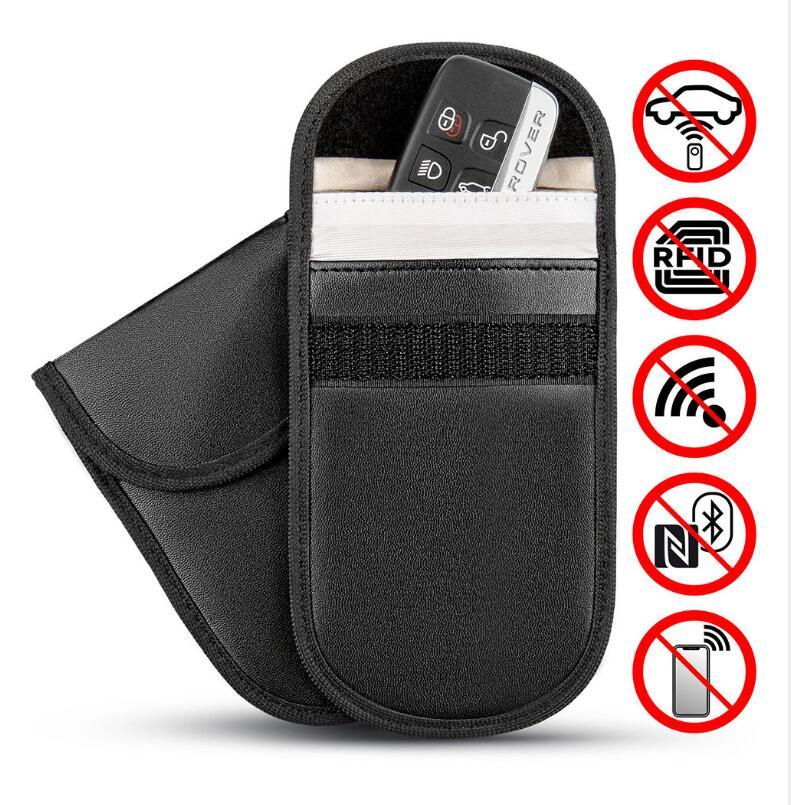 JMT-572490 Faraday Cage Key Signal Blocker Bag for Phones and RFID Protection, Black Microfiber, 13.5x9.5CM