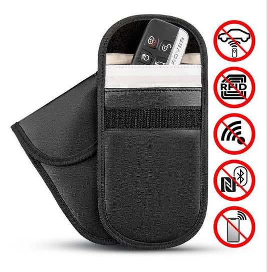 JMT-572490 Faraday Cage Key Signal Blocker Bag for Phones and RFID Protection, Black Microfiber, 13.5x9.5CM