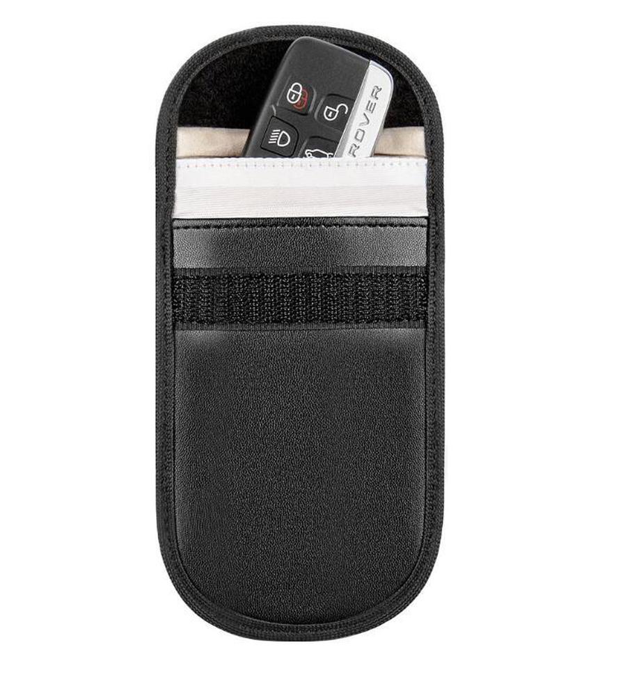 JMT-572490 Faraday Cage Key Signal Blocker Bag for Phones and RFID Protection, Black Microfiber, 13.5x9.5CM