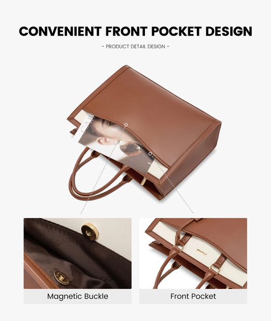 JMT-572682 Designer Waterproof Leather Laptop Tote Bag for Women, Large Capacity Business Briefcase Handbag