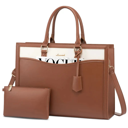 JMT-572682 Designer Waterproof Leather Laptop Tote Bag for Women, Large Capacity Business Briefcase Handbag