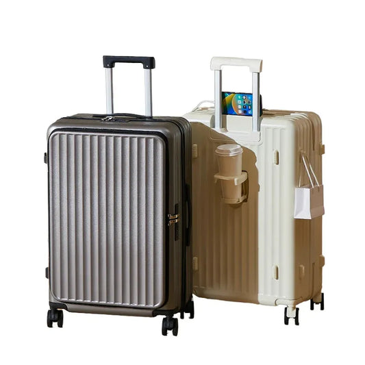 JMT-573002 Open-Top Luggage Trolley Bag with Laptop Compartment - 20, 24, 28 Inch Travel Suitcases on Wheels