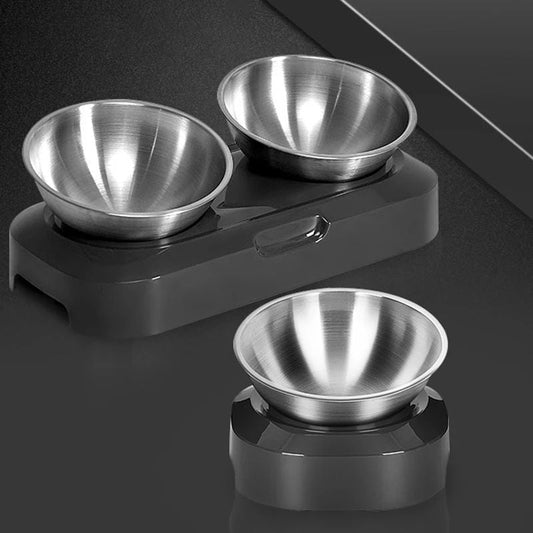 JMT-573130 Adjustable Stainless Steel Pet Bowl with Stand - Elevated Double Feeder for Dogs and Cats - Easy Clean Non-Slip Design