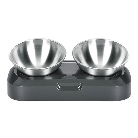 JMT-573130 Adjustable Stainless Steel Pet Bowl with Stand - Elevated Double Feeder for Dogs and Cats - Easy Clean Non-Slip Design