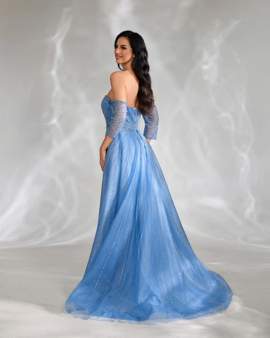 JMT-573194 Elegant Blue Women's Evening Gown - Style SH0111