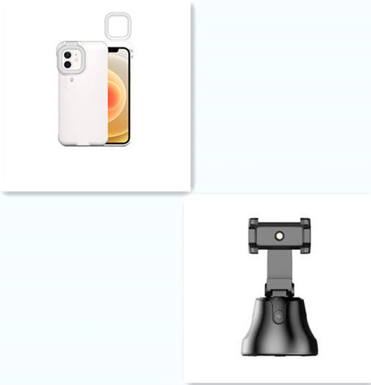 JMT-573962 Selfie Flashing Mobile Phone Case with Adjustable Fill Light Stand for iPhone 7 Plus, X, XR, 11, 12