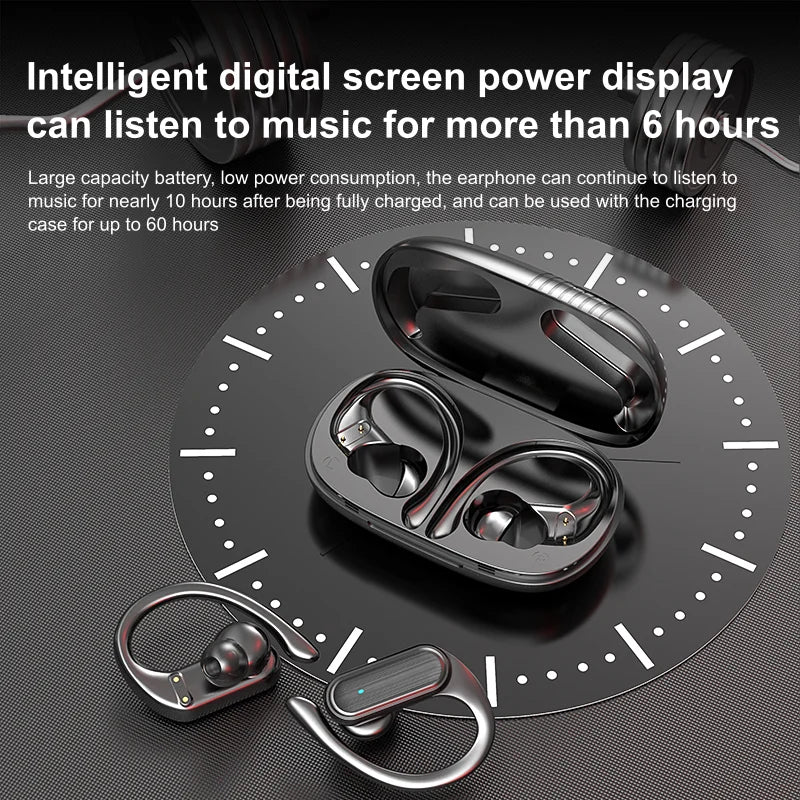 JMT-574282 Wireless Earbuds with LED Display and Ear Hook Design