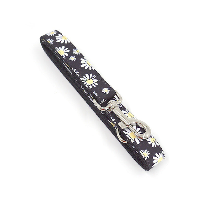 JMT-574602 Trendy Black Polyester Pet Towing Rope with Daisy Print