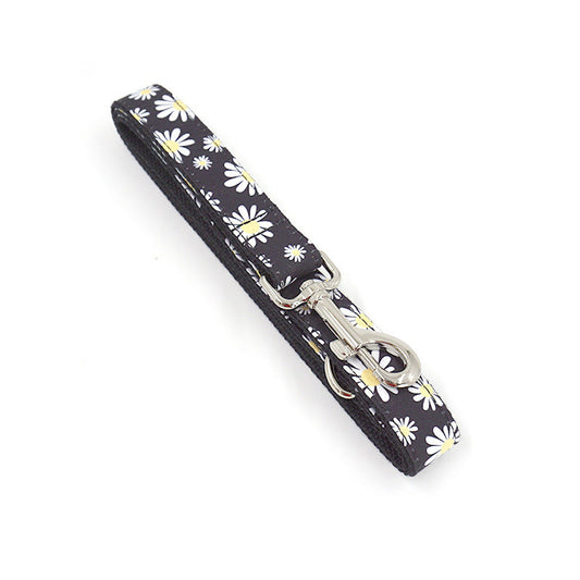 JMT-574602 Trendy Black Polyester Pet Towing Rope with Daisy Print